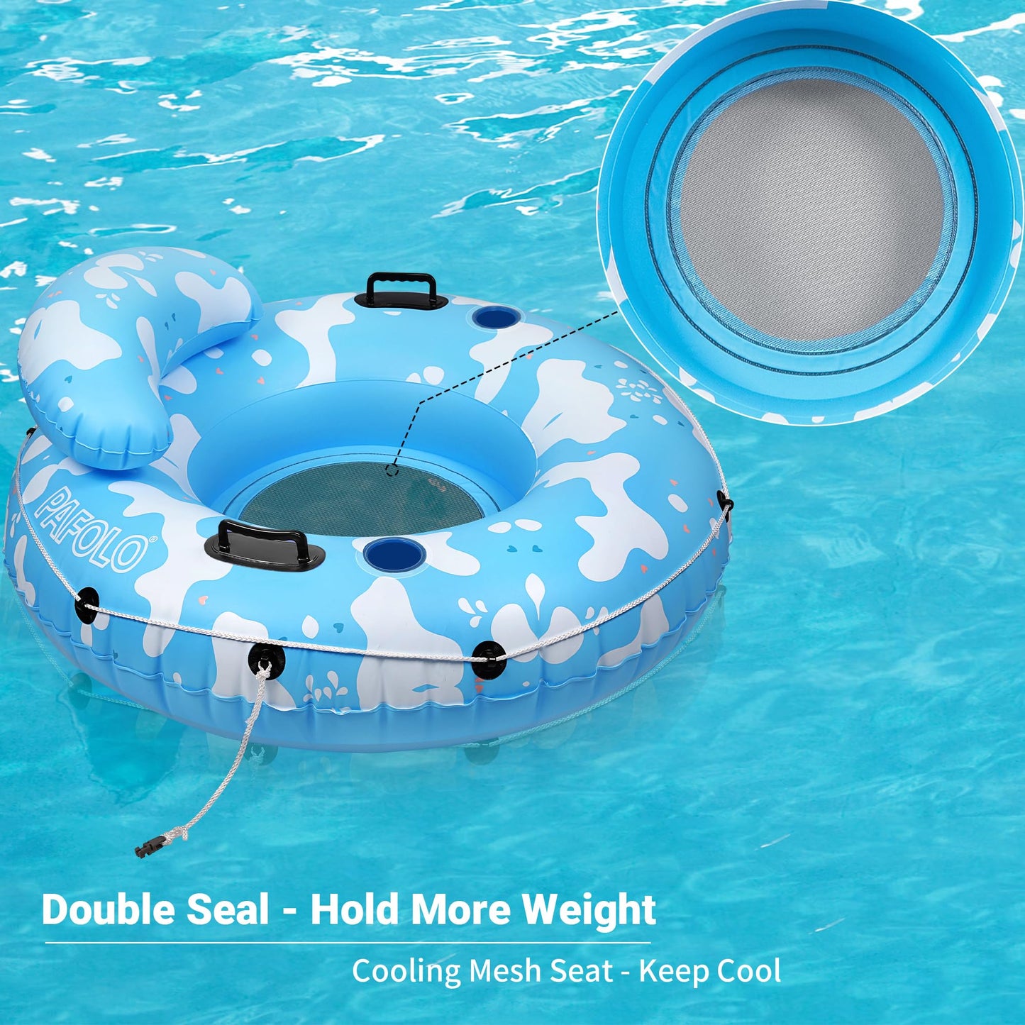 River Tubes For Floating Heavy Duty, Pool Float Adult, 53' Inflatable Float Tube For Beach Lake Rafting, River Floats With Mesh Bottom