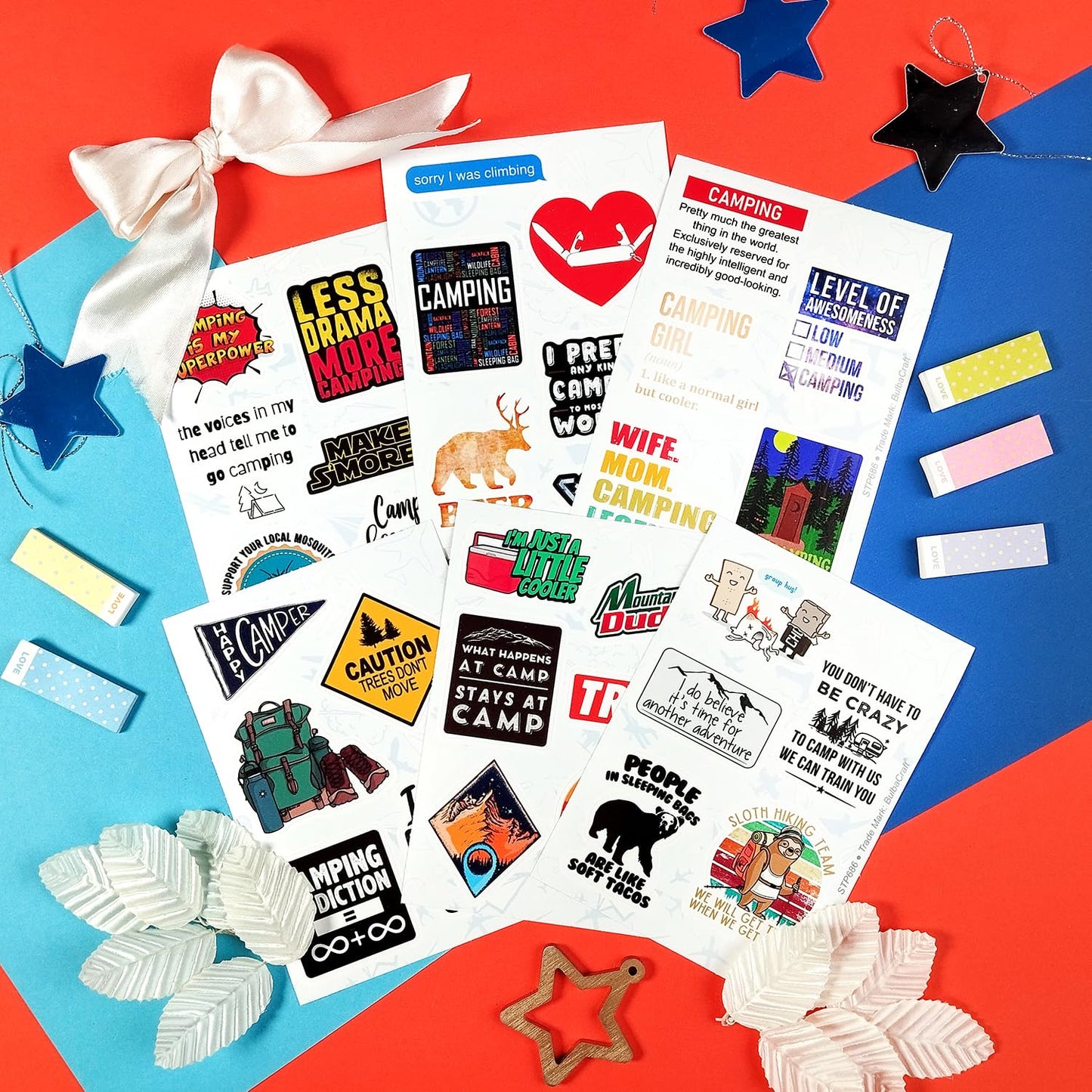 Bulbacraft 100Pcs Funny Camping Stickers - Camping Gifts, Camp Stickers, Camping Planner Stickers, Fun Camping Gifts For Men & W