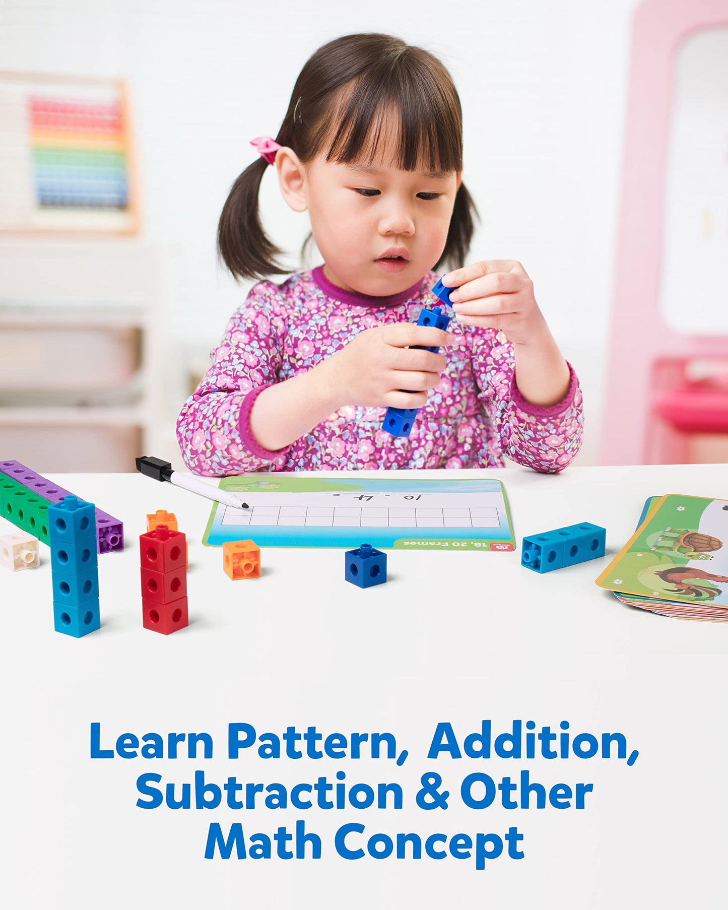 Coogam Math Cubes, Manipulatives Number Counting Blocks With Activity Snap Linking Cube Math Construction Toy Gift For Preschool Learning 3 4 5 Year Old