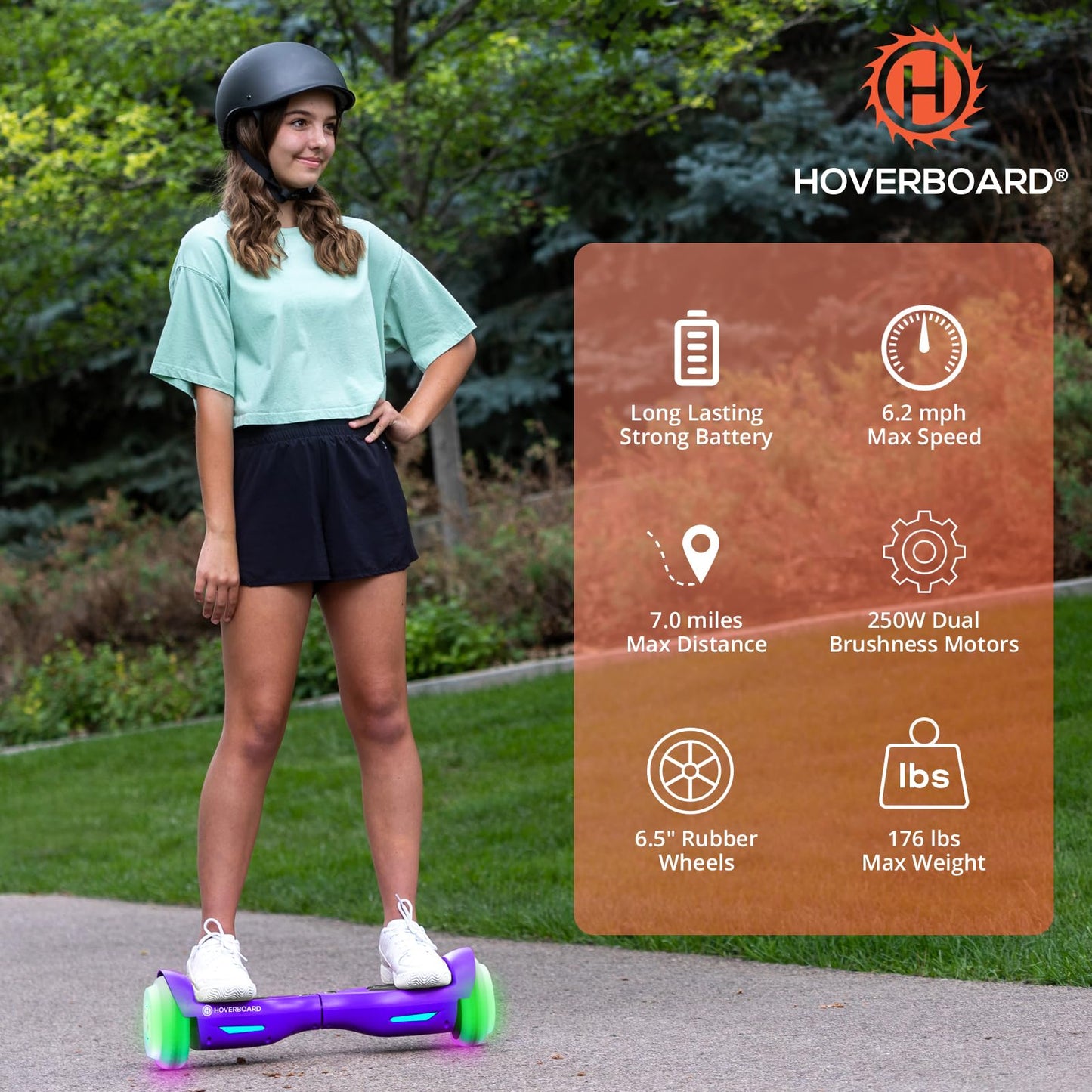 Trinity Max Hoverboard For Kids Ages 6-12, 6.5 Led Wheels & Music Speaker, Powerful Self Balancing Scooter For Kids Gifts, Ul227