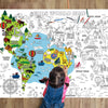 Naozinebi World Map Coloring Poster For Kids Giant Coloring Poster Large World Map Coloring Tablecloth Jumbo Coloring Books For