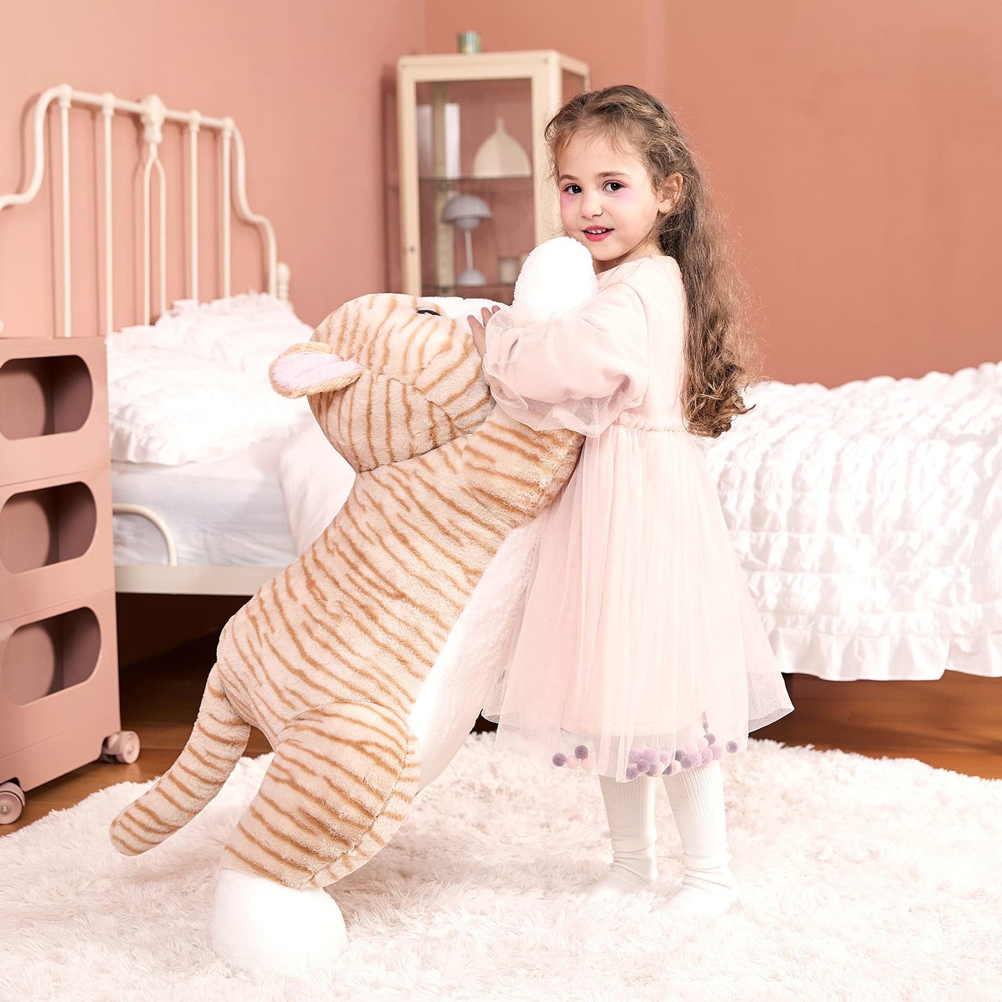 IKASA Large Cat Plush Toy, 30" Jumbo Soft Orange Kitten, Polyester Stuffed Animal, Model 6636614