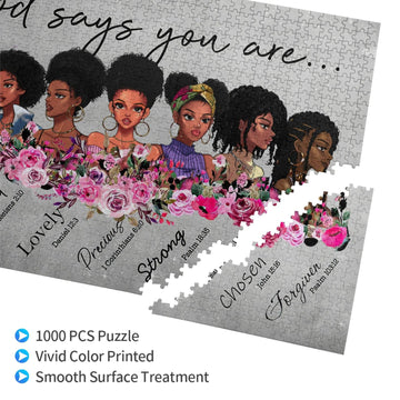 African American Puzzles For Adults 500Pcs Afro Black Women Jigsaw Puzzles God Says You Are Scripture Bible Verse Inspirational