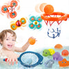 Bath Toys Playset, Fun Basketball Hoop & Balls, Bathtub Pool Shooting Game & Fishing Game, Sensory Suction Cup Spinner Spinning Top Baby Toy, For Little Boys Girls Kids Toddlers