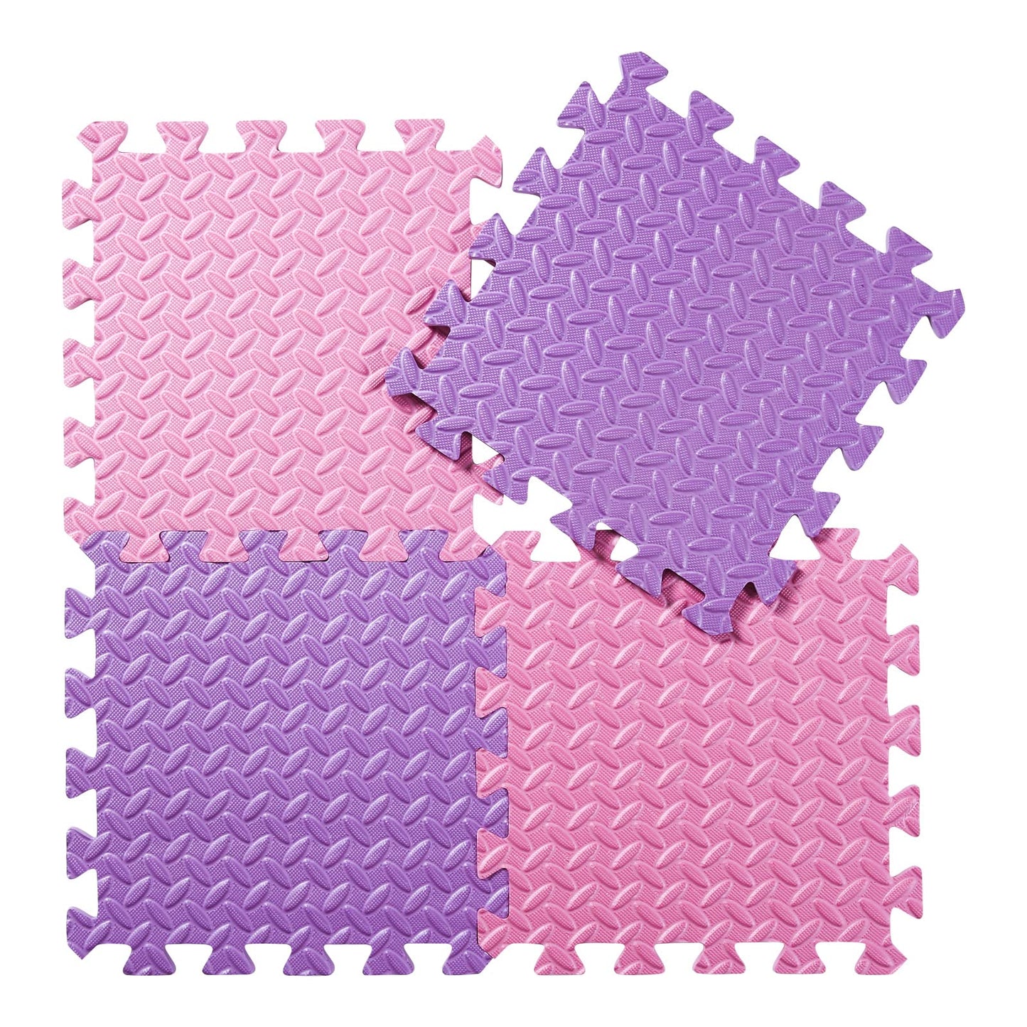 Tamiplay Foam Floor Mats For Kids, 12 X 12 Inch 16 Tiles 0.4' Thickness Foam Play Mat, Non-Toxic Square Interlocking Floor Mats Rubber Baby Play Mat For Toddlers(Pink/Purple)