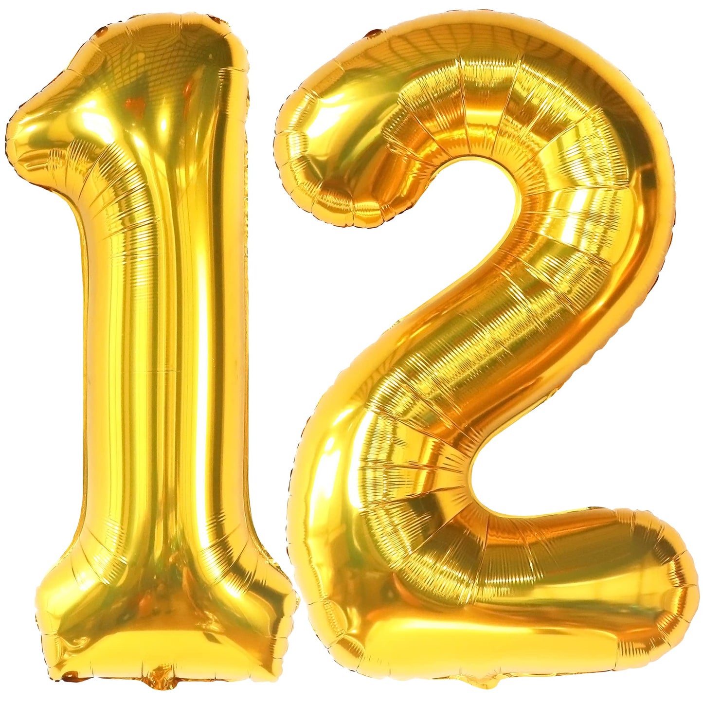 Katchon, Big Gold 12 Balloon Number - 40 Inch | 12 Number Balloons, 12Th Birthday Decorations Boy | Gold 12 Balloons For Golden Birthday Decorations For Girls 12 | Number 12 Balloons For Birthdays