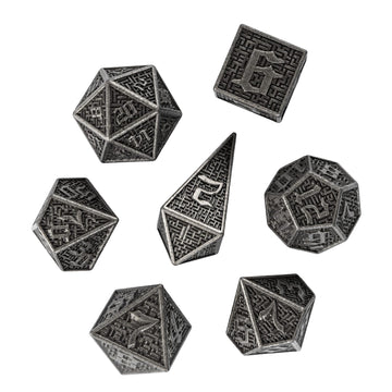 UDIXI Metal Dice DND Dice Set 7PCS Maze Carved D&D Polyhedral Dice for Dungeons and Dragons Role Playing Games and Other Tableto