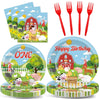Gisgfim 96Pcs Farm Animals Theme Birthday Party Supplies Barnyard 1St Birthday Paper Plates Napkins Cow One Farmhouse Birthday T