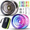 MAGICYOYO K2 Crystal Yoyo 2 Pack - Professional Responsive Yoyo for Kids & Beginners, Medium, Purple Pink Gradient & Crystal Black