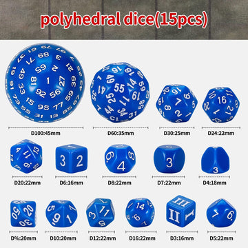 Ciaraq Dnd Polyhedral Dice Set (15Pcs) D4-D100 Game Dice With Dice Bag For Dungeons And Dragons Role Playing Table Games (Blue &