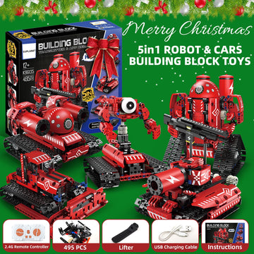 Suplanet Stem Robot Toys For Kids Ages 8-14, 5-In-1 Remote Control And App Programmable Robot Toys - 495 Pcs Diy Building Scienc