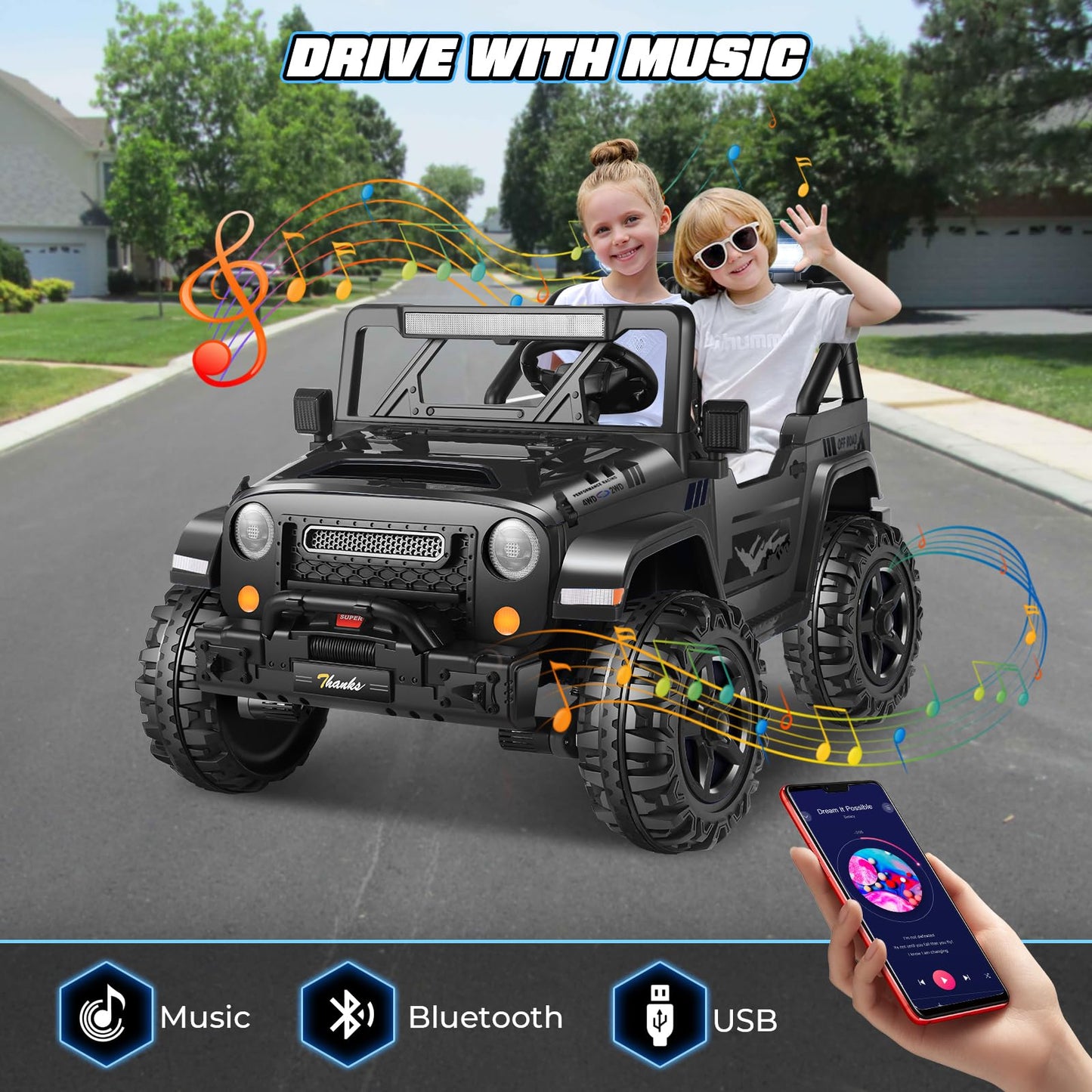 Hikole 24 Volt Ride On Toys For Big Kids, 2 Seater Ride On Cars With Remote Control, 4 200W Motors, Suspension, Led Lights, Wir