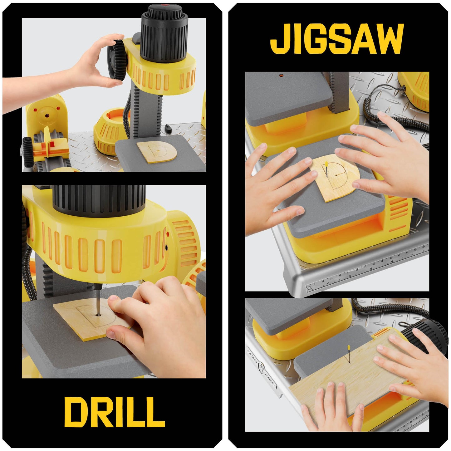 4 in 1 Woodworking Station for Kids - Wood Building Projects Kit for Boys - Real Construction Tools Sets - Boy Tool Set - Easter