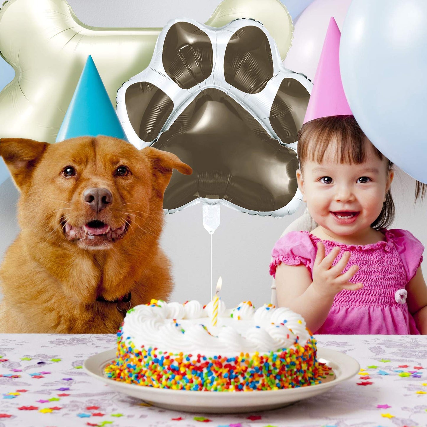 8 Pieces Dog Balloons For Birthday Party Decorations Include 4 Foil Dog Bone Shaped Balloons And 4 Helium Paw Print Balloons For Pet Dog Puppy Party Supplies Baby Shower