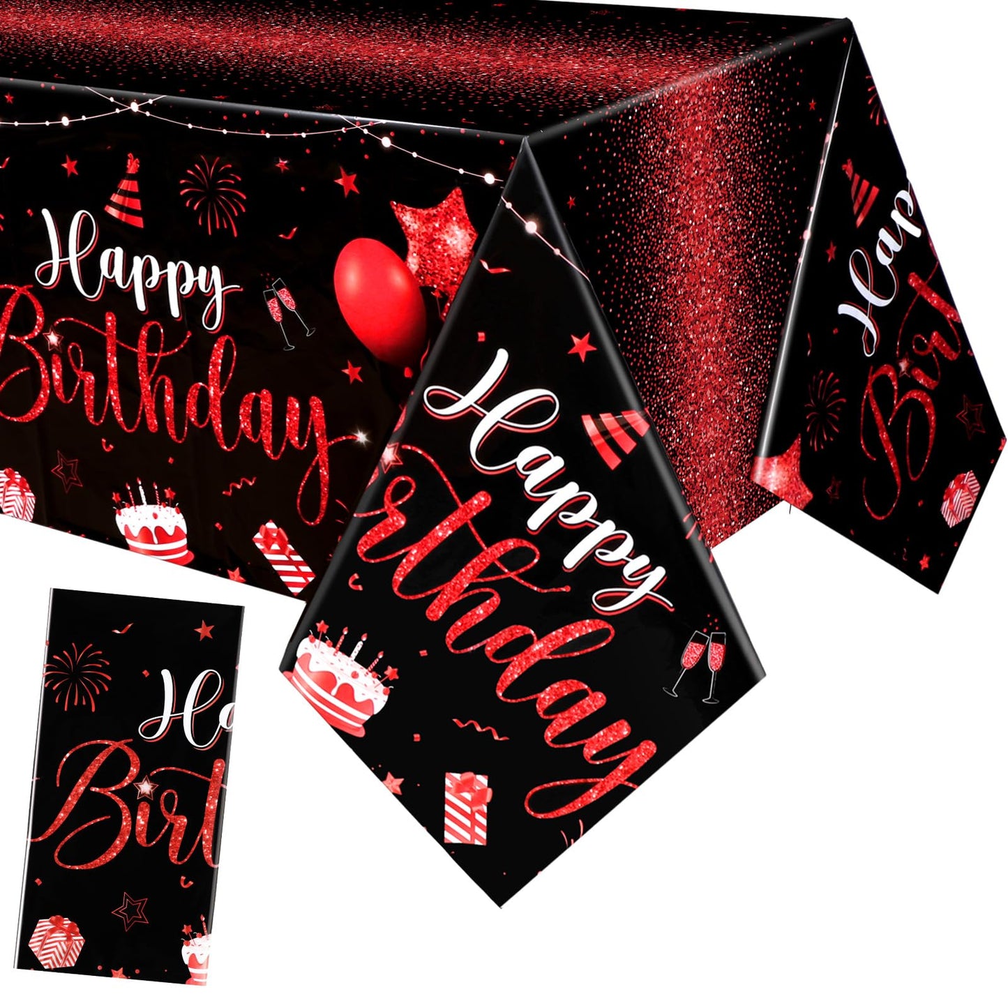 Tudomro 1 Pcs Happy Birthday Tablecloths Happy Birthday Party Decorations Plastic Table Cover Rectangular Cloths for Women Men B
