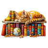 Wooden Puzzles for mature-themeds Dreamy Tabby Cat Wooden Jigsaw Puzzles for mature-themeds Library Kitten Wood Puzzles mature-themed Unique Animal Shape Gifts for Cat Lovers & Friends Home Decor (M-11.4 * 7.2in-190pcs)