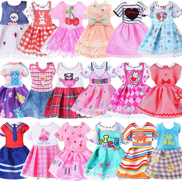 Zita Element 16 Pcs 5.3 Inch - 6 Inch Girl Doll Clothes And Accessories - 3 Dresses, 3 Swimsuits, 2 Shoes, 5 Outfits Hangers, 1 Skateboard, 1 Glasses And 1 Toy Dog