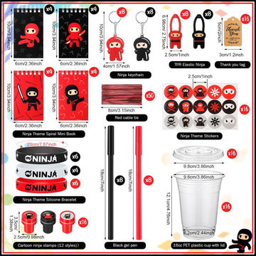 Wettarn Ninja Piata Ninja Party Supplies Include Stretchy Flying Ninjas Notepads Silicone Wristband Key Chains Stickers Stamps P