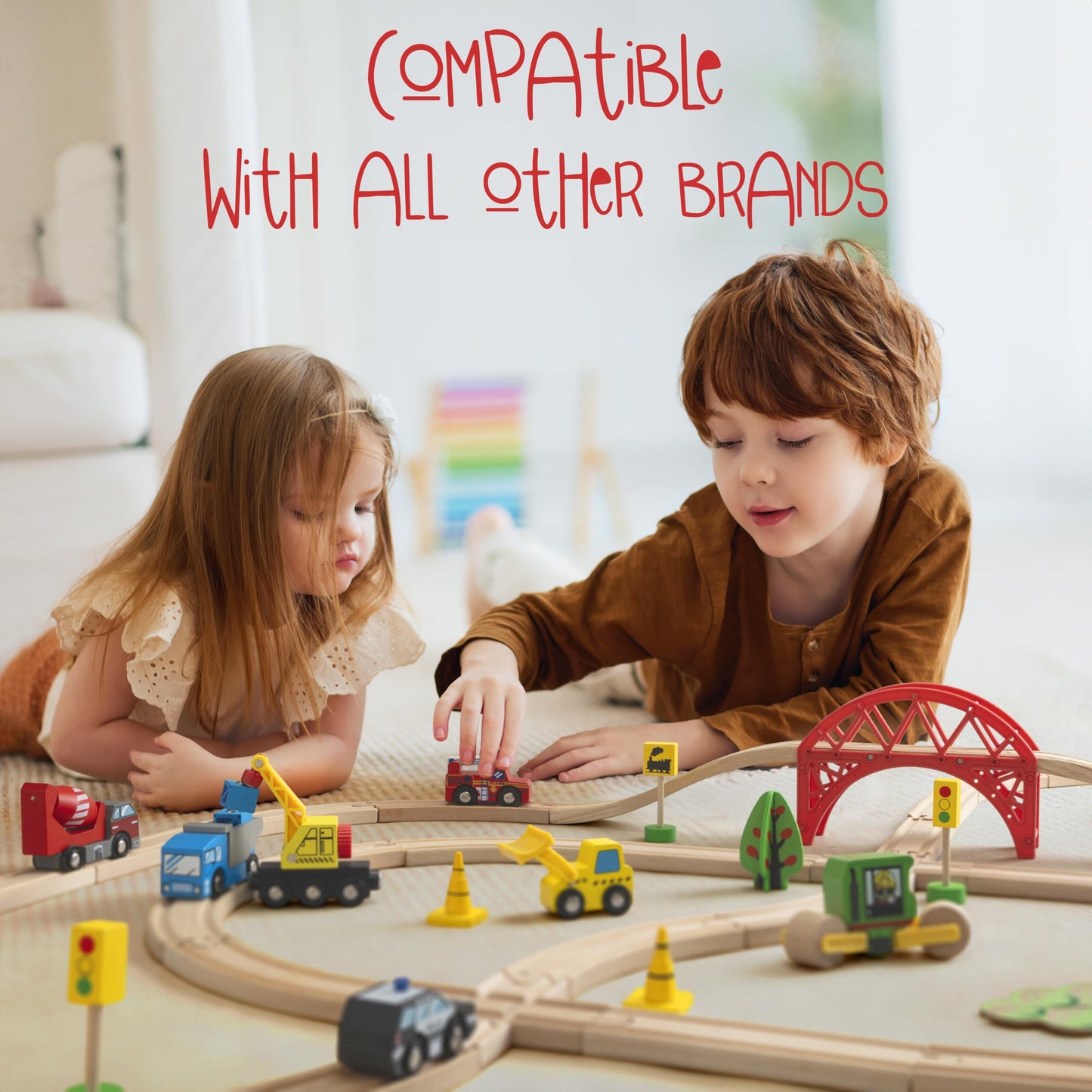 Kipipol 10 Pcs Wooden Train Set Accessories, Toddler Car Toys, Fits Thomas, Brio, Ikea, Melissa And Doug, Stocking Stuffers For Kids, Train Toys Gifts For Toddlers And Kids Ages 4-8 And Up
