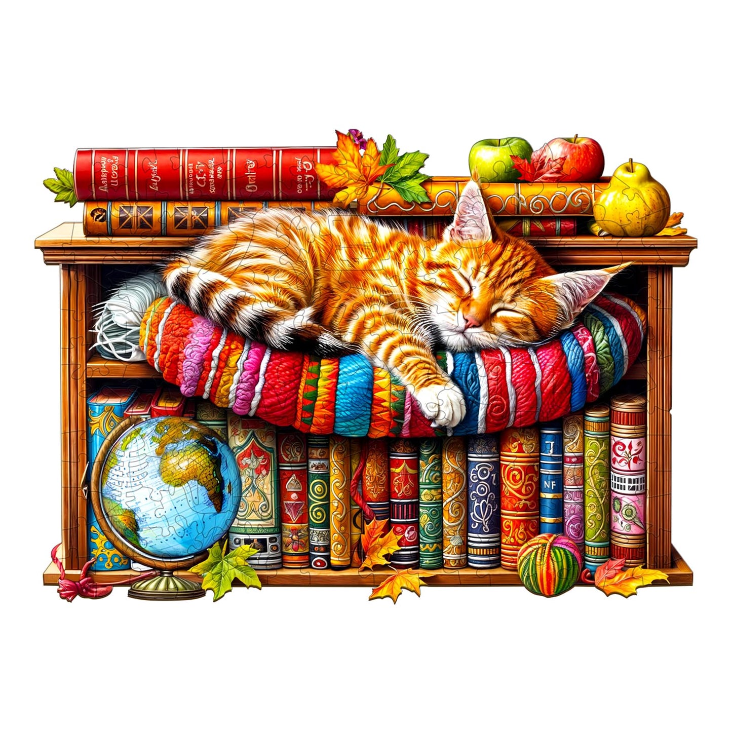 Wooden Puzzles For Adults - Challenging Dreamy Tabby Cat Adult Puzzle, Unique Animal Shaped Wooden Jigsaw Puzzles For Adults, Cr