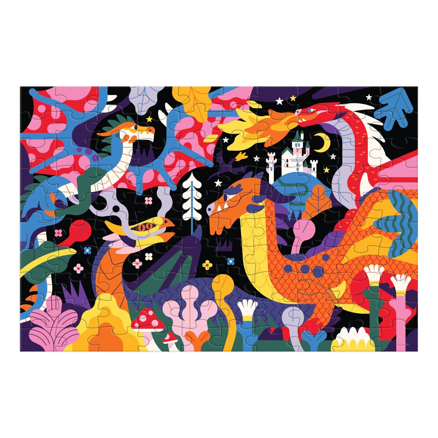 Mudpuppy Dragons - 100 Piece Glow In The Dark Jigsaw Puzzle With A Fantastical Scene Of Fire Breathing Dragons And Hidden Mediev