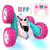 Hamdol Remote Control Car for Girls Pink RC Car Double Sided 360Flip Stunt Car with Headlights, All Terrain Tires, Rechargeable