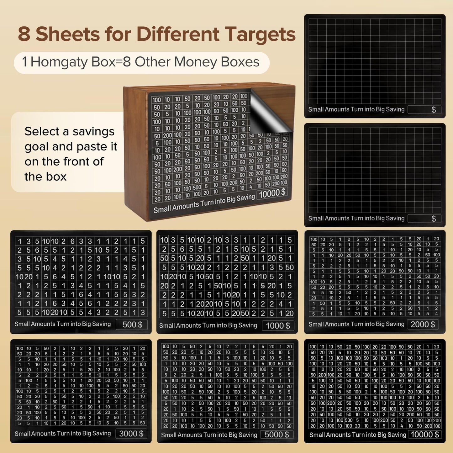 Larger Wooden Money Box For Cash 10,000 And Multiple Savings Goals Cash Vault Saving Box Challenge Piggy Bank For Kids Adults Re