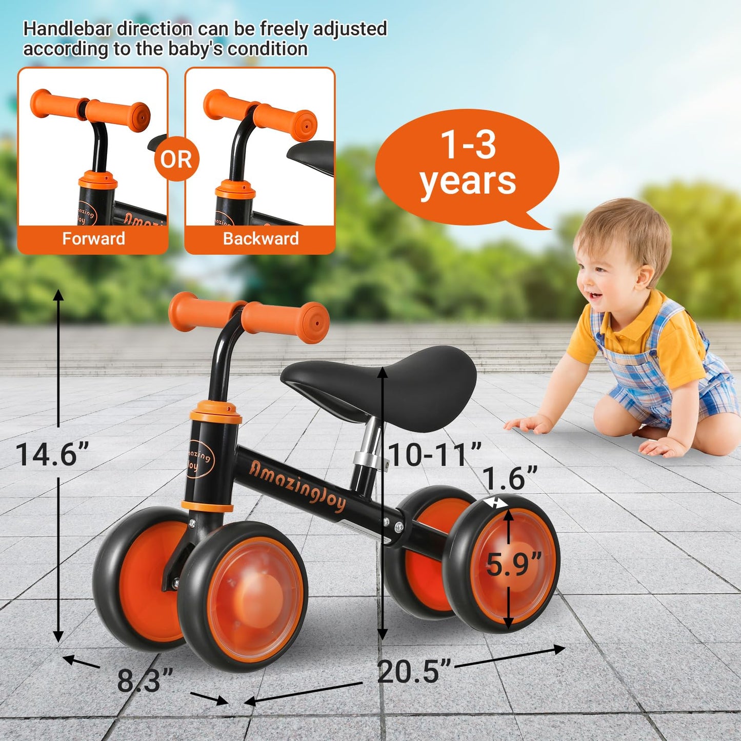 Amazingjoy Baby Balance Bike For 1 Year Old First Birthday Gift 12 18 Months Toddler Colorful Lighting Balance Bike Training Rid