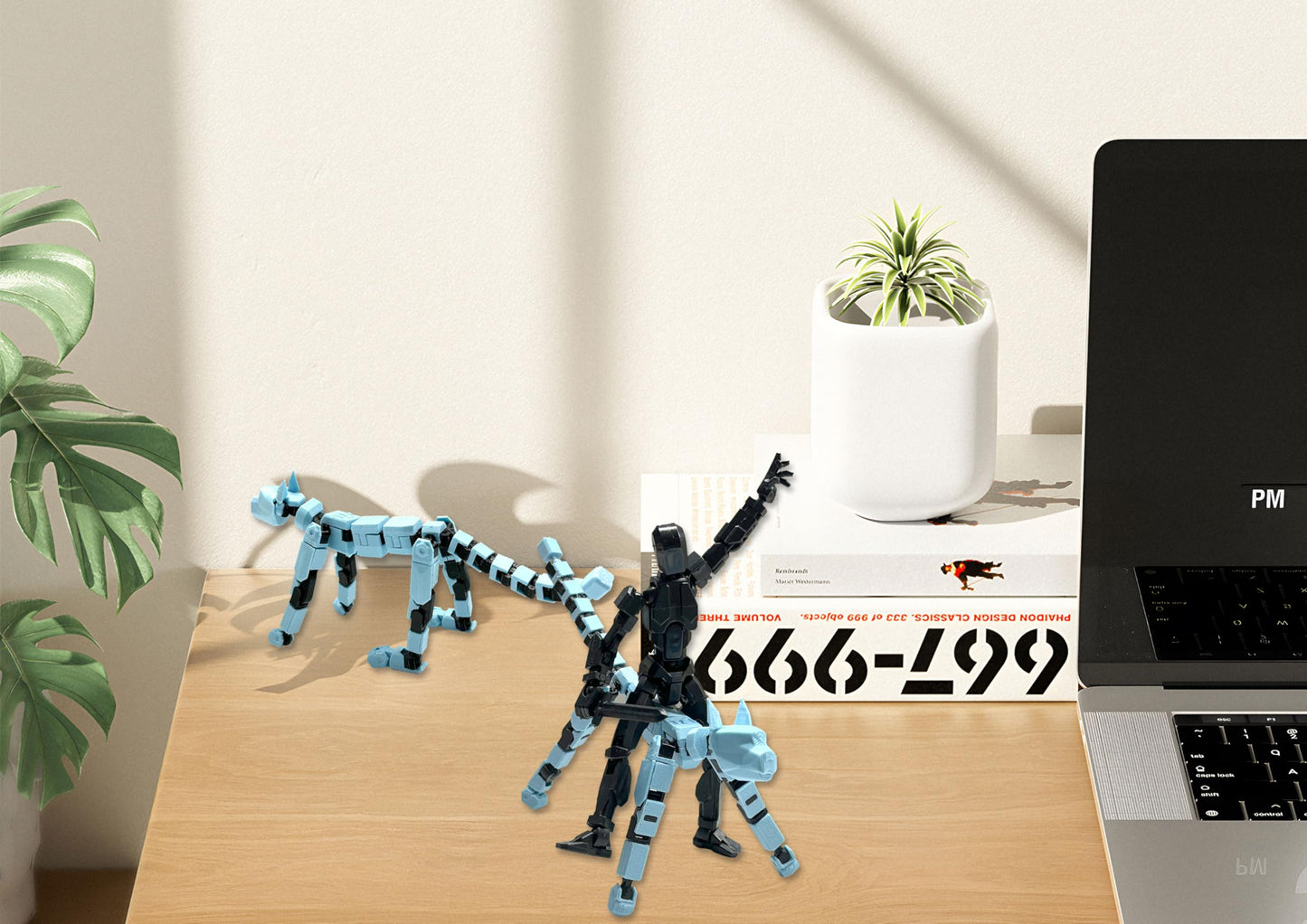 T13 Action Cat Set - 3D Printed Multi-Jointed Movable Action Cat Robot, Desktop Decoration, Action Figure (Orange)