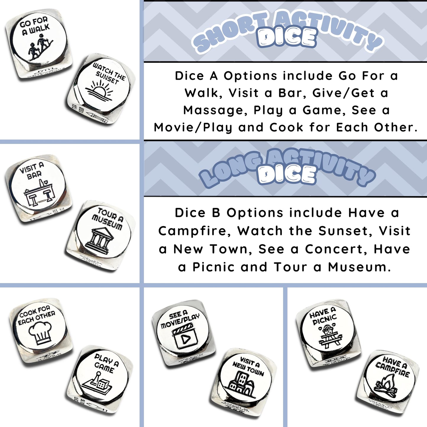 Luck Lab Date Decider Dice - Date Night Dice with Velvet Storage Bag (Date Night Activity Decider Dice)