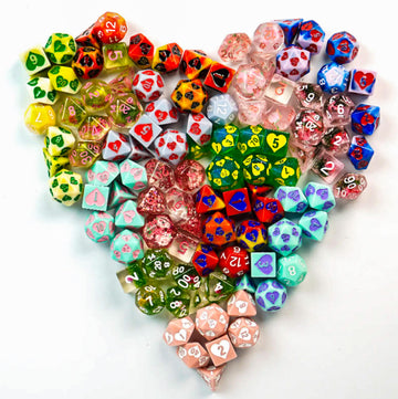 1985 Games Mystery Sweetheart Dice, Set of 7 Polyhedral Dice, Wide Range of Patterns, Gaming Dice, Suitable for Role Playing, Ta