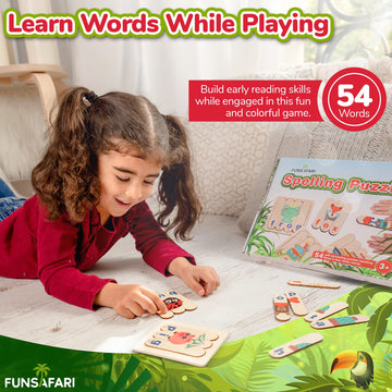 Spelling Puzzle For Kids - 54 Words - Educational Learning Toys For 3-8 Year Old - Matching Letter Spelling Game - Cvc Words Lea