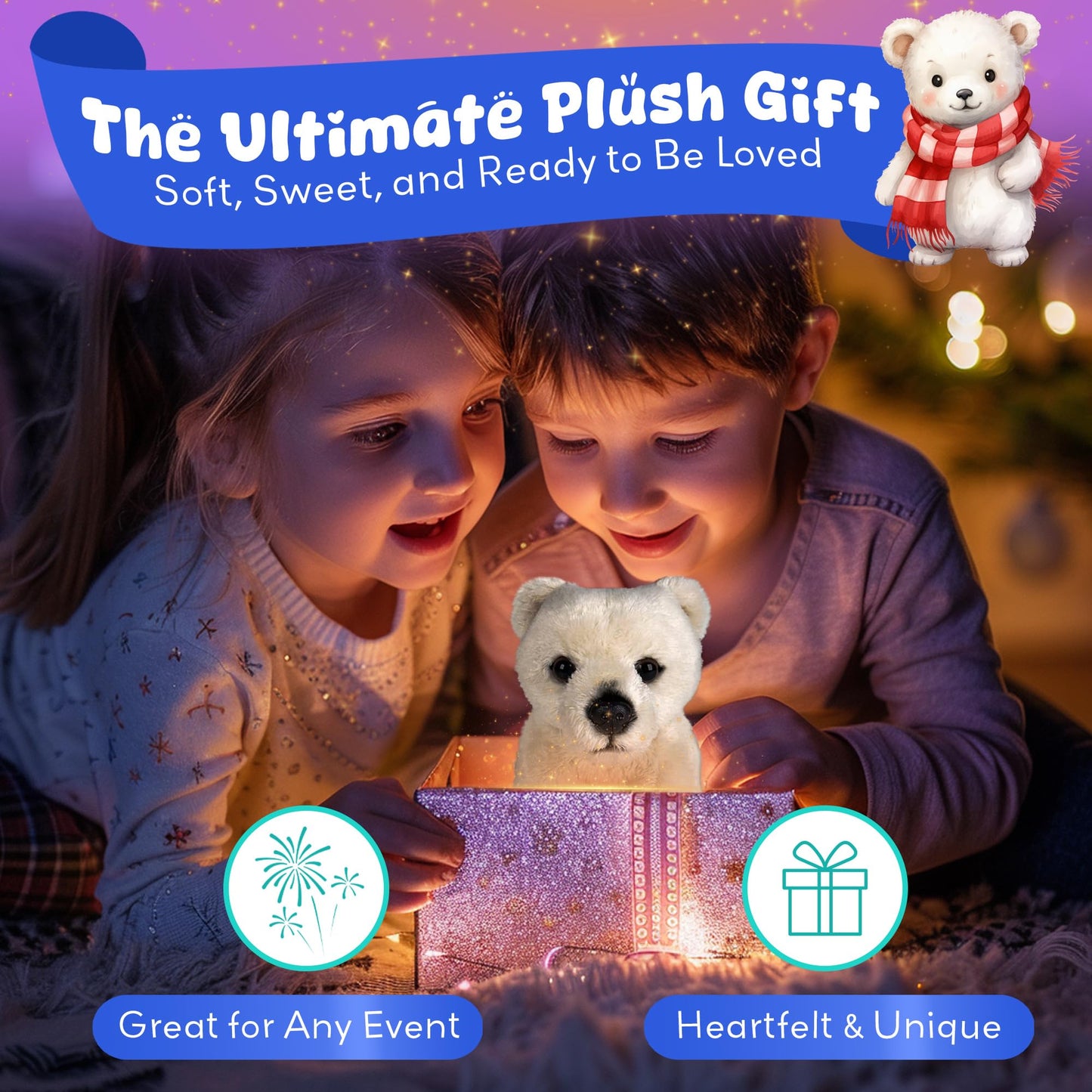 Forest & Twelfth 5'' Stuffed Polar Bear, Soft Plush Toy, Cute Stuffed Animal For Boys And Girls, Realistic Looking Small Stuffed