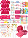 Suhine 6 Set Spa Party Supplies for Girls, Kids Satin Robes Nail Salon Kit Spa Kit Accessories for Birthday Party Favors (Rose R