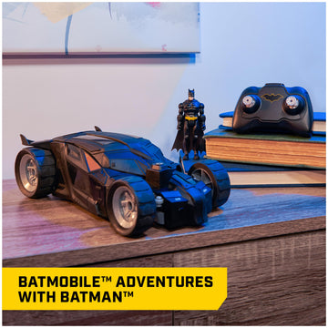 Dc Comics, Batman Batmobile Remote Control Car, Easy To Drive With 4-Inch Batman Figure, Kids Toys For Boys And Girls Ages 4 And