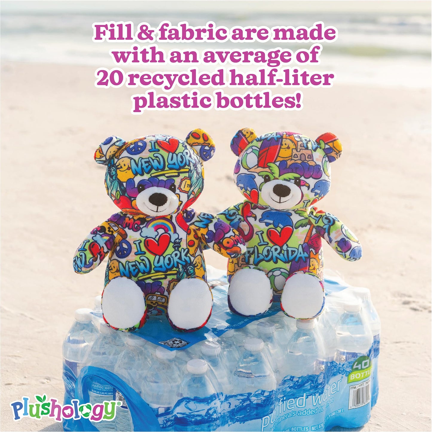 PLUSHOLOGY I Love New Orleans Graffiti Teddy Bear Eco Friendly Stuffed Animal; Cuddly Soft Velboa Plush Animal for Kids 3 Years Old to mature-themeds; Child-Safe Embroidered Eyes (10 Tall When Seated)