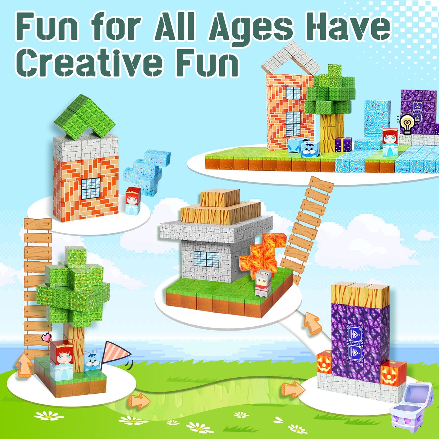 Nvdilo Magnetic Blocks -Adventure At Sea World Magnetic Magic Set - Magnetic Cubes Building Blocks Toys For Halloween Christmas