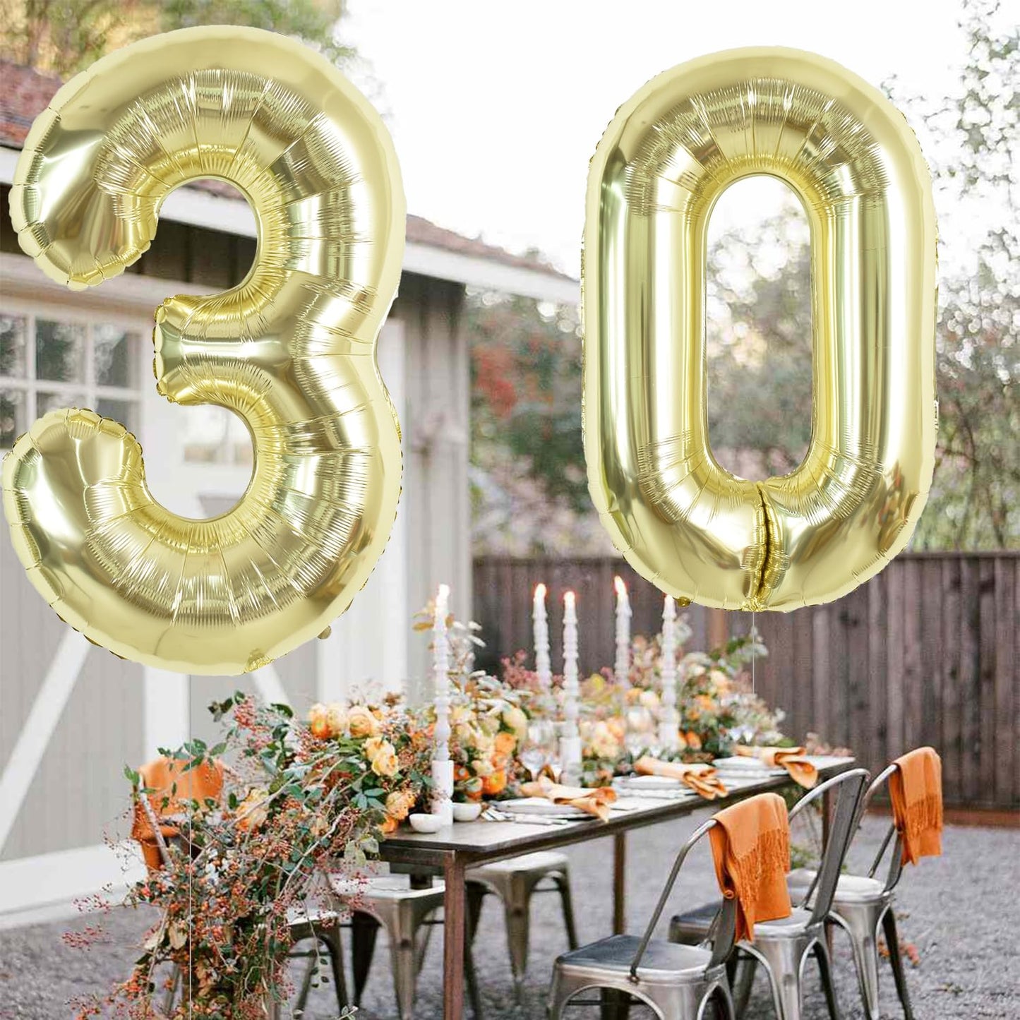 Toniful 40 Inch Light Gold Large Numbers Balloon 0-9 Birthday Party Decorations,Foil Mylar Big Number 3 Balloon Digital 3 For Bi