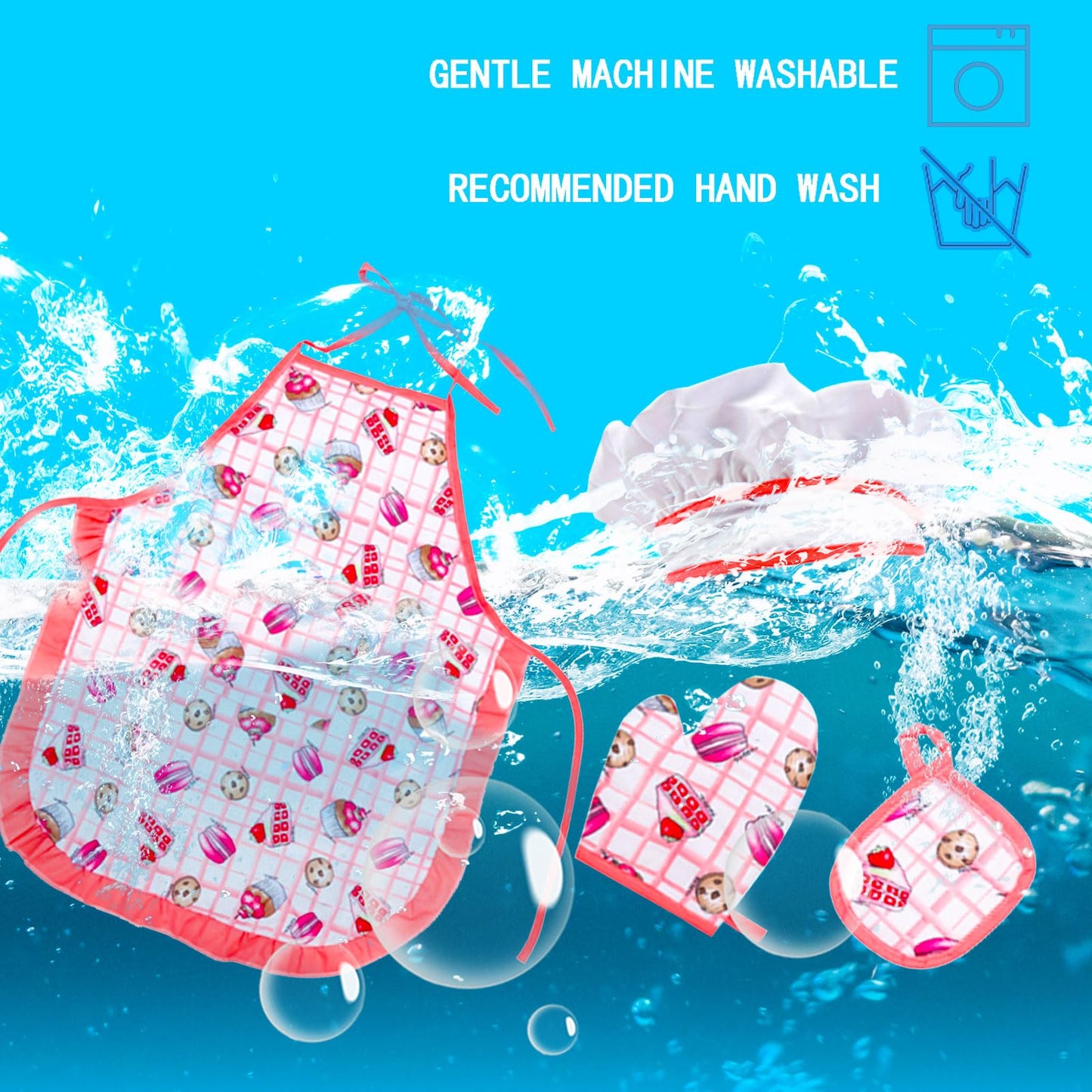 GIFTRRTOY Real Kids Cooking and Baking Set - 24 Pcs Kids Chef Role Play Costume Set Includes Cake Apron, Chef Hat, Cooking Mitt,