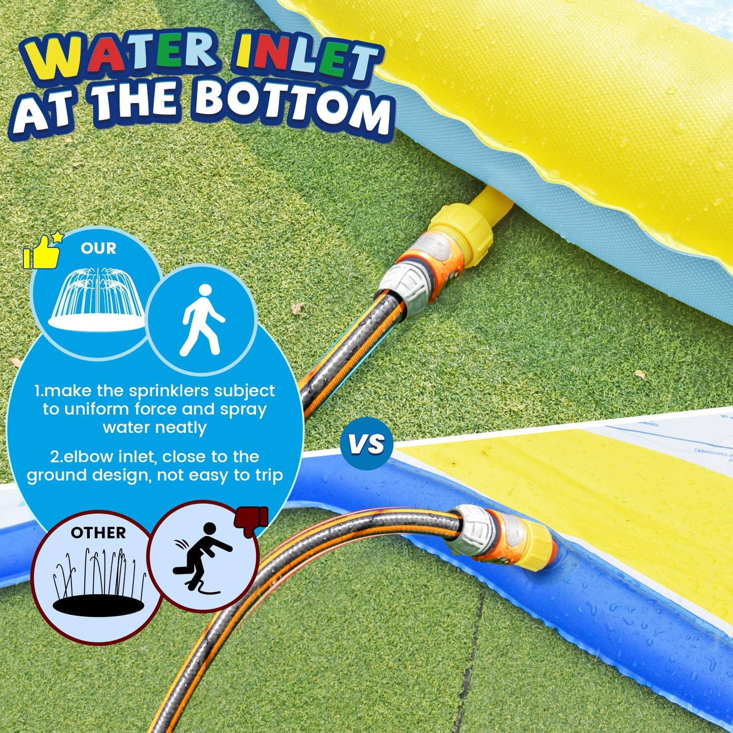 Odosola 16Ft Large Splash Pad For Kids Ages 4-8, Non-Slip Baby Splash Pads For Toddlers, Oversized Kids Sprinklers For Yard, Hea