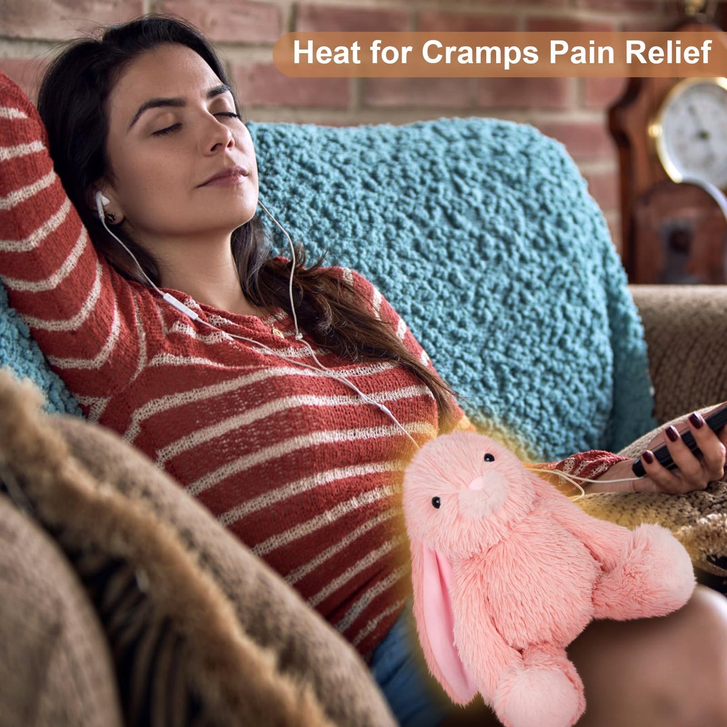 Suzzipals Heatable And Coolable Bunny Stuffed Animal, Microwavable Stuffed Animal Heating Pad For Period Cramps And Pain, Lavend