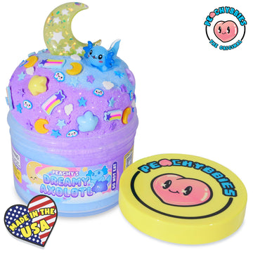 Peachybbies Dreamy Axolotl Cloud Slime - Made In Usa Premium, 100% Authentic, 7 Oz., Scented For Kids, Asmr, Axolotl Gifts, Slim