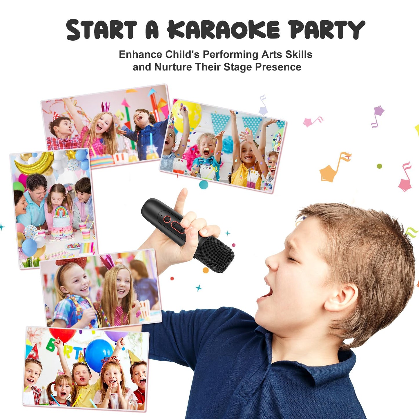 Iyoyo Mini Karaoke Machine For Kids Portable Bluetooth 5.3 Speaker Led Lights With 2 Wireless Microphones Karaoke Toy Gifts For Girls Boys Audlt Birthday Christmas Solid Metal Body (Black)