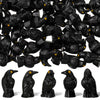50 Pcs Mini Halloween Figurines Miniature Crows Mini Resin Figures Black Raven Halloween Decor Mini Resin Animals For Mini House
