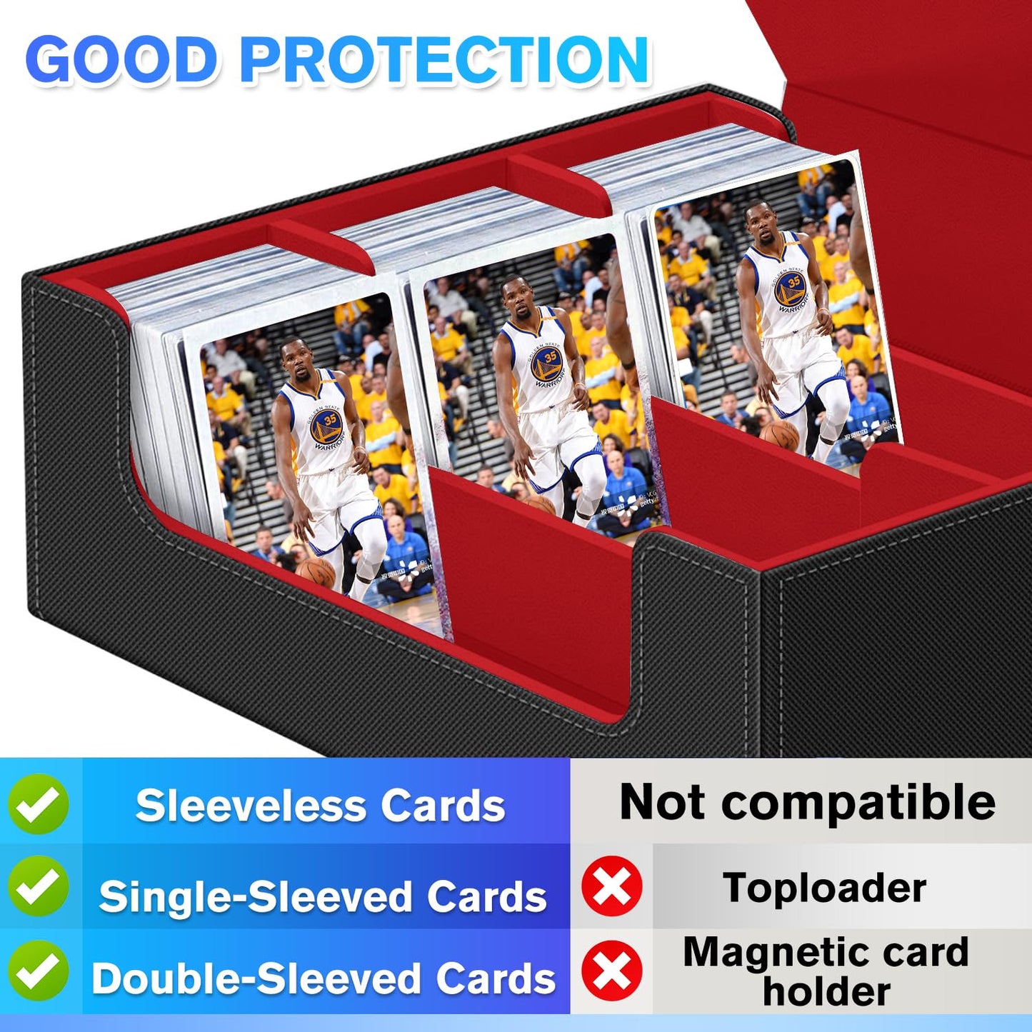 Wutonmu Trading Card Storage Box For Mtg, 1800+ Pu Leather Deck Box With Magnetic Closure, Organizer Fits Game And Sports Cards