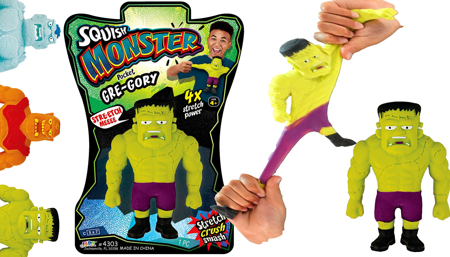 Ja-Ru Stretchy Monster Toy 3.5' Tall (1 Monsters Assorted) Halloween Action Figures Squish Pull Fidget Toy Stretching 400% His Size Calming Stress Toy For Kid & Boy Toys Party Favor 4303-1S