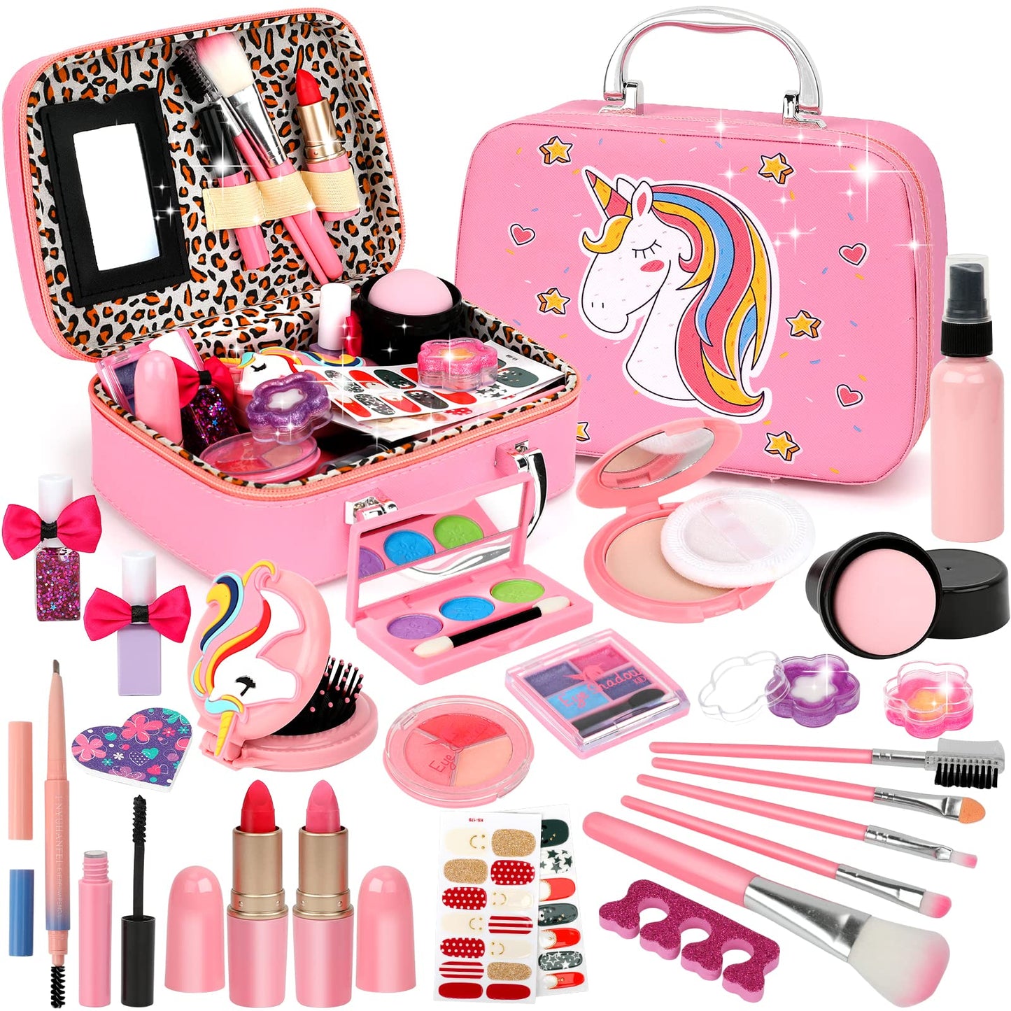 Kids Makeup Kit for Girl, Washable Makeup Set for Girls, Real Makeup for Kids, Girl Toys Princess Children Play Makeup Kit with