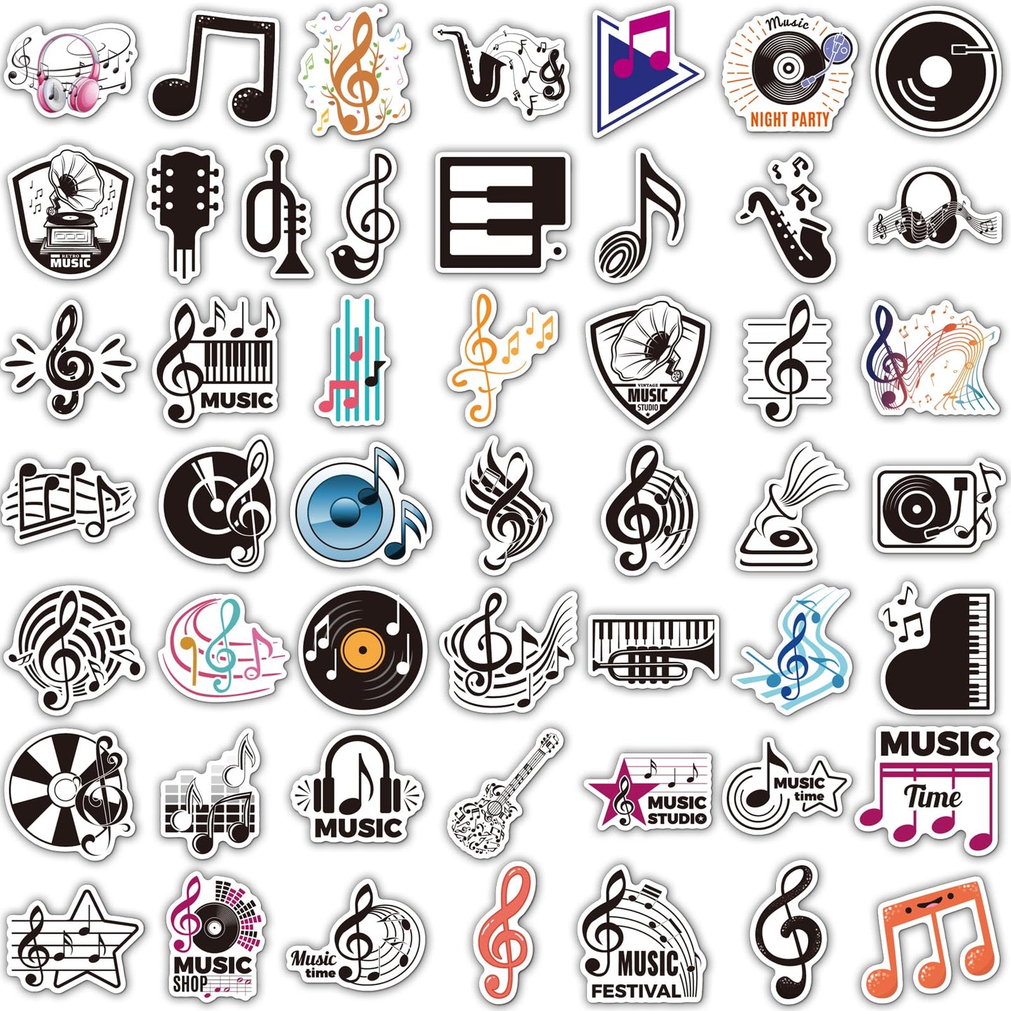 50Pcs Music Stickers For Water Bottles Vinyl Musical Note Stickers For Kids Waterproof Music Stickers For Laptop Guitar Hydrofla
