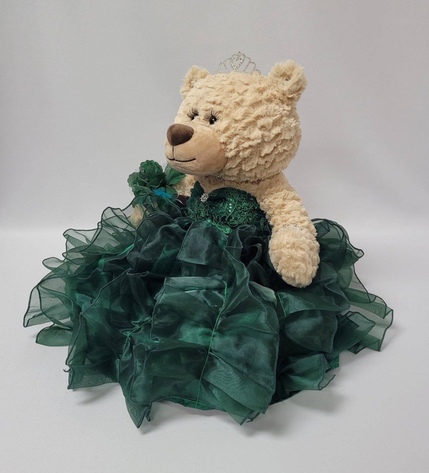 KINNEX COLLECTIONS SINCE 1997 20'' Quince Anos Quinceanera Last Doll Teddy Bear with Dress (Centerpiece) ~ ARC16832-33R (Emerald
