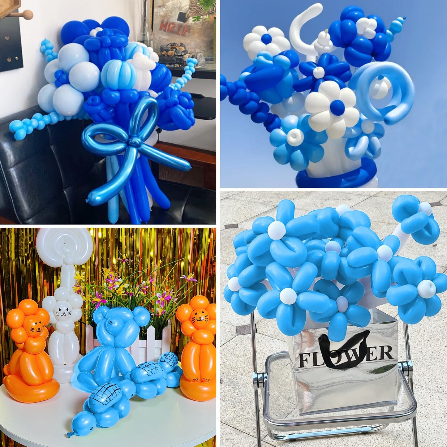 Hykjnbw Light Blue Long Balloons For Balloon Animals, 260 Balloons Art Kit For Twisting, Skinny Modeling Balloons Supplies For B
